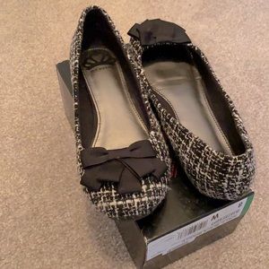 Black & White Boucle Flats